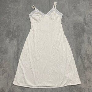 VTG Sears The Doesnt Slip Nylon Anti Cling White Full Slip Lace Trim Women Sz 34
